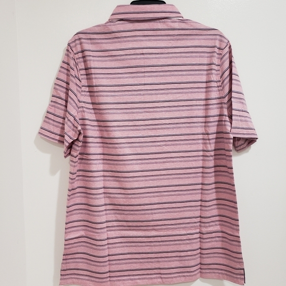 541- Jos A Bank Reserve Mens Short Sleeve Polo Size M Pink Navy Stripe NWT - Picture 3 of 7
